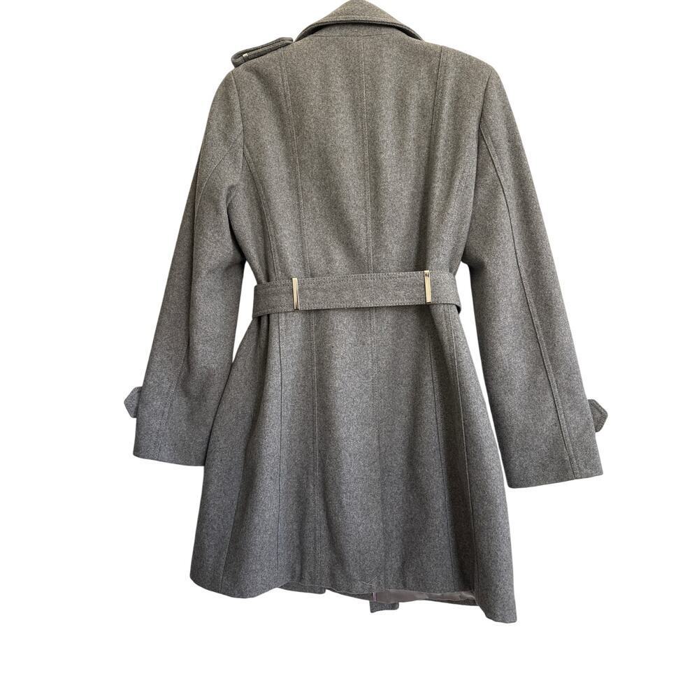 Calvin Klein Wool Blend Belted Wrap Coat – Gray – Size Medium - Picture 2 of 12